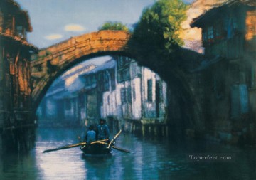 Chinese Painting - Bridge River Village Chinese Chen Yifei